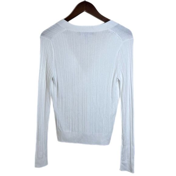 Banana Republic Tailored White Ribbed Long Sleeve Cardigan - Picture 2 of 5